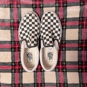 Checkerboard vans size 9 black and white skater shoes classic 90s